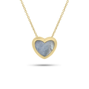 Mother of Pearl Heart Bezel Pendant Necklace - 14K gold weighing 3.60 grams - 1 Mother of Pearl