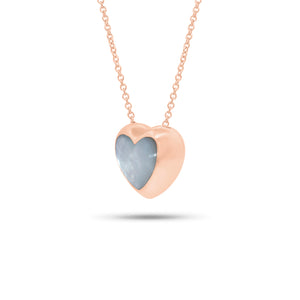 Mother of Pearl Heart Bezel Pendant Necklace - 14K gold weighing 3.60 grams - 1 Mother of Pearl