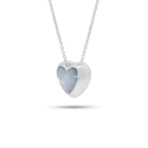 Mother of Pearl Heart Bezel Pendant Necklace - 14K gold weighing 3.60 grams - 1 Mother of Pearl