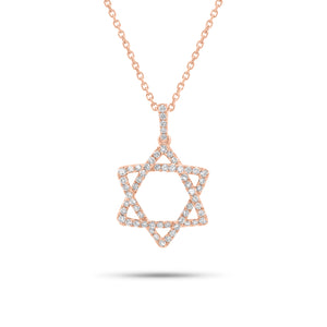 0.37 ct Diamond Star of David Pendant - 18K gold weighing 1.43 grams - 14K gold weighing 1.60 grams - 59 round diamonds weighing 0.37 carats