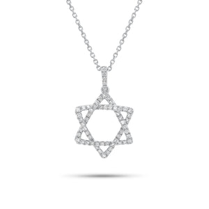 0.37 ct Diamond Star of David Pendant - 18K gold weighing 1.43 grams - 14K gold weighing 1.60 grams - 59 round diamonds weighing 0.37 carats