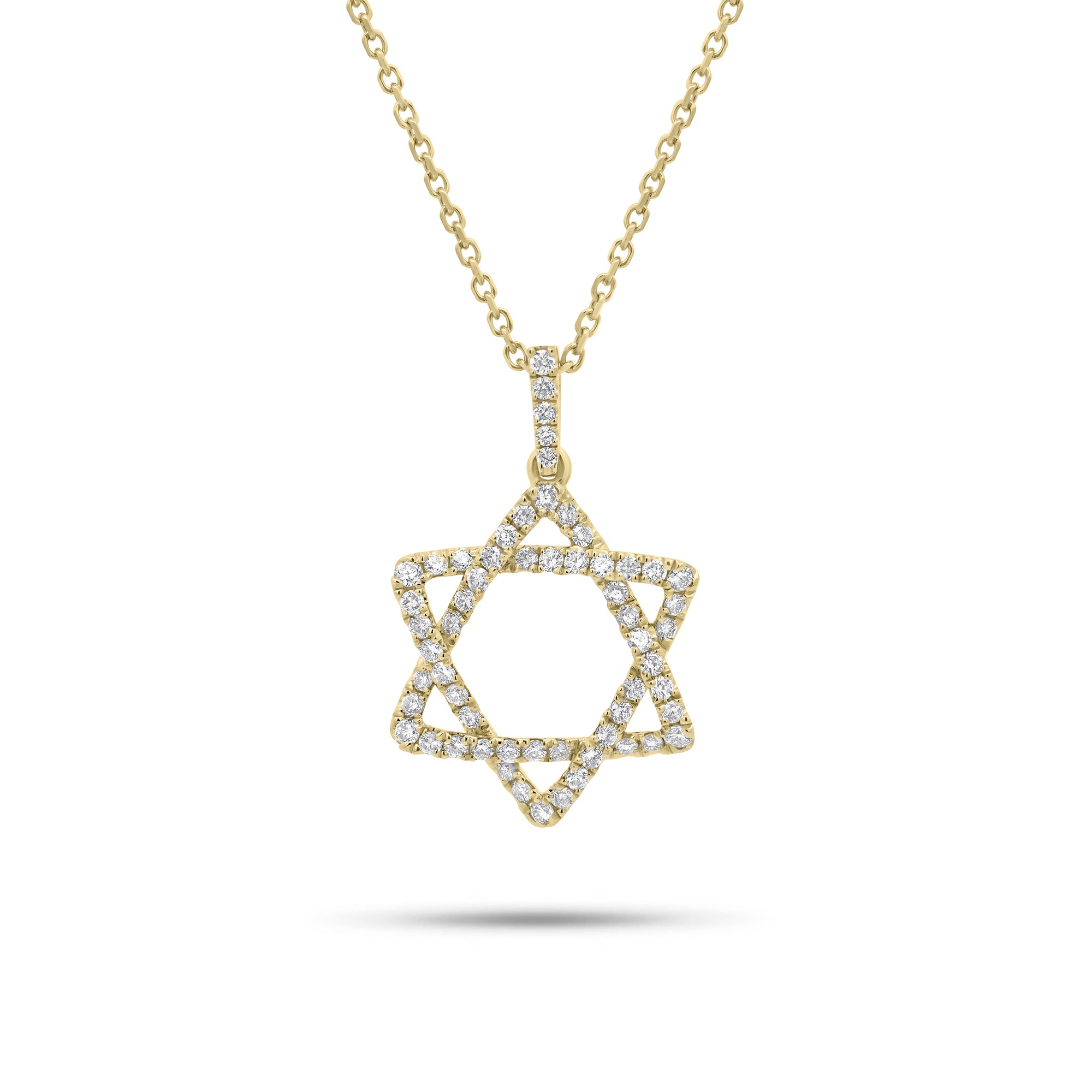 0.37 ct Diamond Star of David Pendant - 18K gold weighing 1.43 grams - 14K gold weighing 1.60 grams - 59 round diamonds weighing 0.37 carats