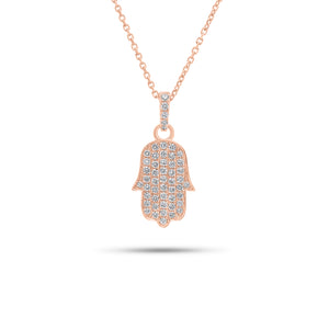 0.39 ct Diamond Hamsa Pendant - 18K gold weighing 1.09 grams - 14K gold weighing 1.60 grams - 51 round diamonds weighing 0.39 carats