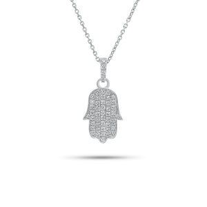 0.39 ct Diamond Hamsa Pendant - 18K gold weighing 1.09 grams - 14K gold weighing 1.60 grams - 51 round diamonds weighing 0.39 carats