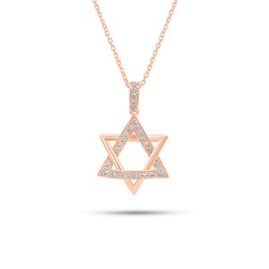 0.22 ct Diamond & Gold Star of David Pendant - 18K gold weighing 2.14 grams - 14K gold weighing 1.60 grams - 31 round diamonds weighing 0.22 carats