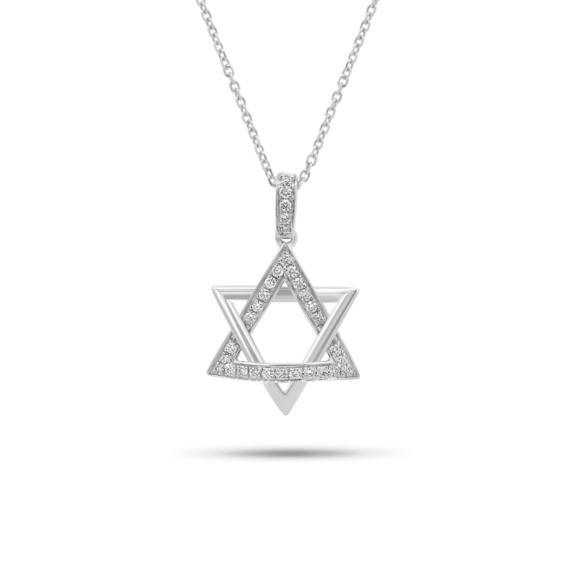 0.22 ct Diamond & Gold Star of David Pendant - 18K gold weighing 2.14 grams - 14K gold weighing 1.60 grams - 31 round diamonds weighing 0.22 carats