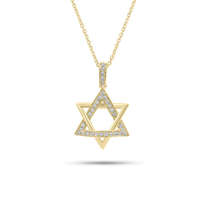 0.22 ct Diamond & Gold Star of David Pendant - 18K gold weighing 2.14 grams - 14K gold weighing 1.60 grams - 31 round diamonds weighing 0.22 carats