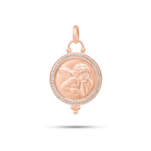 Diamond & Gold Angel Pendant - 14K gold weighing 8.10 grams - 48 round diamonds weighing 0.46 carats