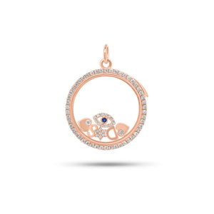 Diamond & Gemstone Customizable Shake Pendant - 14K gold weighing 7.05 grams - 79 round diamonds weighing 0.50 carats - 2 sapphires weighing 0.04 carats