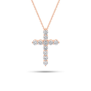 1.01 ct Diamond Cross Pendant - 14K gold weighing 3.39 grams - 11 round diamonds weighing 1.01 carats