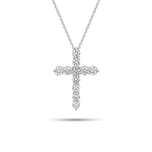 1.01 ct Diamond Cross Pendant - 14K gold weighing 3.39 grams - 11 round diamonds weighing 1.01 carats