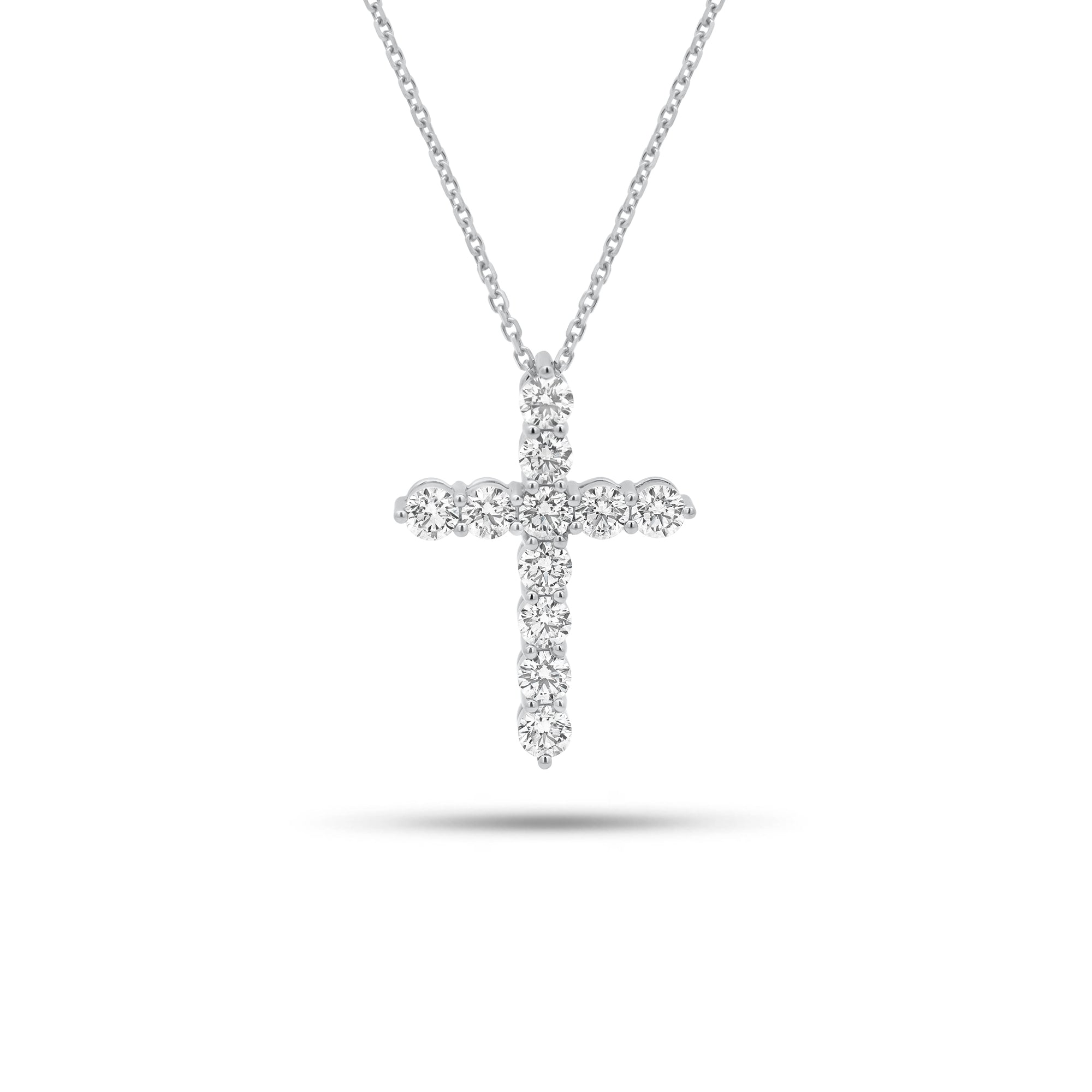 1.45 ct Diamond Cross Pendant - 14K gold weighing 4.25 grams - 11 round diamonds weighing 1.45 carats