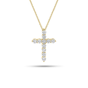 1.45 ct Diamond Cross Pendant - 14K gold weighing 4.25 grams - 11 round diamonds weighing 1.45 carats