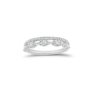 Diamond Marquise Slim Double Band Ring - 18K gold weighing 2.91 grams - 37 round diamonds weighing 0.47 carats