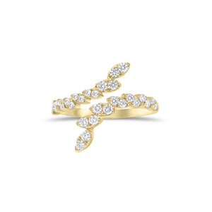 Diamond Marquise Open Wrap Ring - 18K gold weighing 3.25 grams - 30 round diamonds weighing 0.43 carats