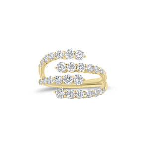 Diamond Quad Open-Set Ring - 18K gold weighing 3.77 grams - 20 round diamonds weighing 0.74 carats - 8 round diamonds weighing 0.71 carats