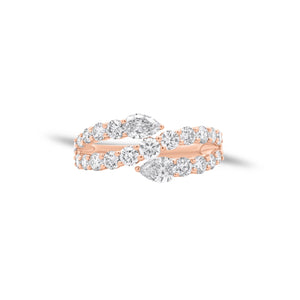 Pear-Shaped Diamond Multi Wrap Ring - 18K gold weighing 3.18 grams - 2 pear-shaped diamonds weighing 0.35 carats  - 19 round diamonds weighing 0.87 carats