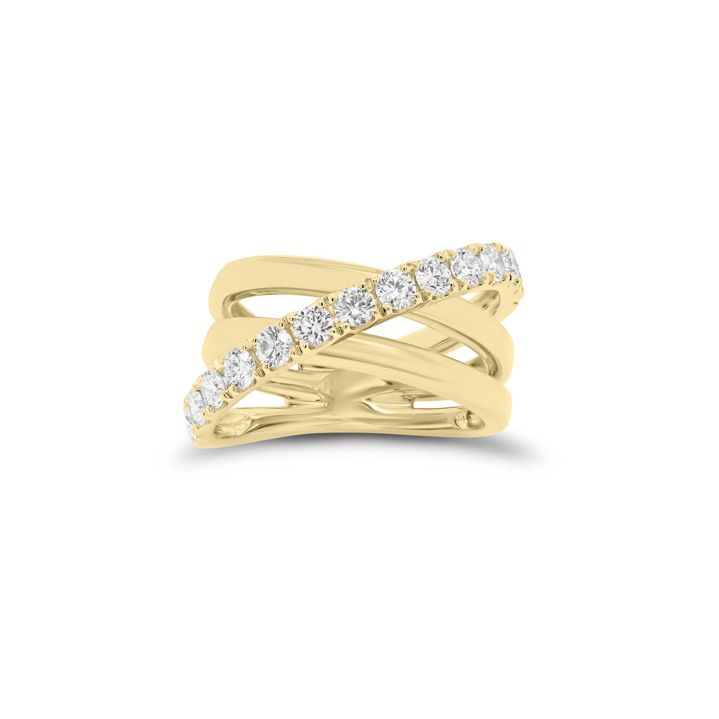 Diamond & Gold Multi-Band Crossover Ring