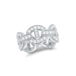 All Diamond Anchor link Ring  14k gold, 5.80 grams, 50 round shared prong-set brilliant diamonds .81 carats.