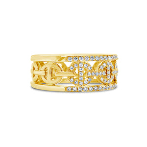 Diamond Anchor Chain Band  - 14K gold weighing 5.91 grams  - 0.59 total carat weight