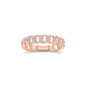 Diamond Classic Chain Ring - 14K gold weighing 2.26 grams - 152 round diamonds weighing 0.45 carats