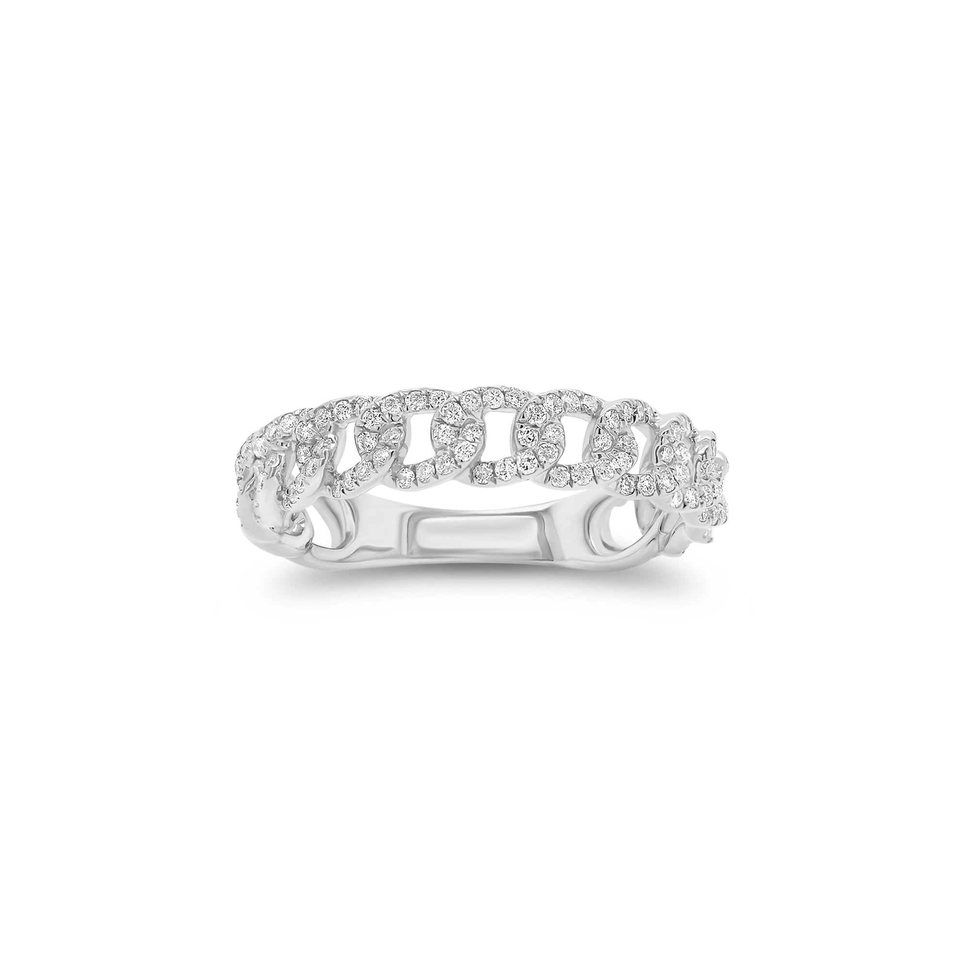 Diamond Classic Chain Ring - 14K gold weighing 2.26 grams - 152 round diamonds weighing 0.45 carats