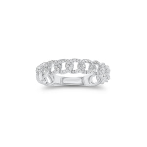 Diamond Classic Chain Ring - 14K gold weighing 2.26 grams - 152 round diamonds weighing 0.45 carats