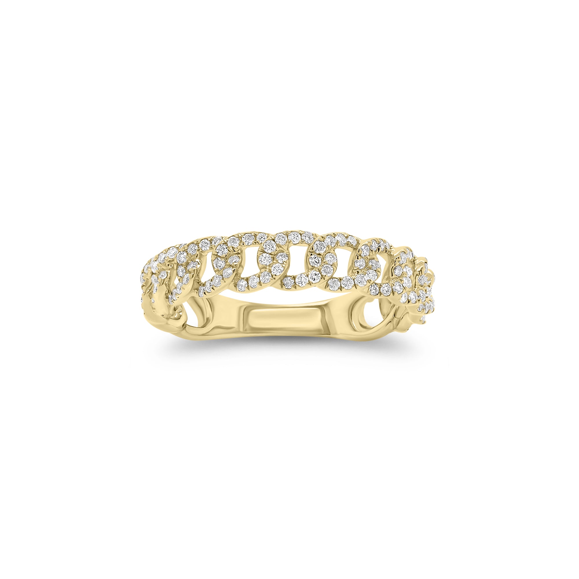 Diamond Classic Chain Ring - 14K gold weighing 2.26 grams - 152 round diamonds weighing 0.45 carats