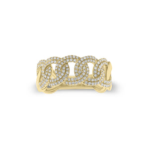 Diamond Circle Links Ring - 14K gold weighing 5.35 grams  - 190 round diamonds weighing 0.50 carats