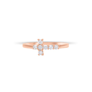 Diamond cross ring - 14K gold weighing 1.72 grams
- 7 round diamonds weighing 0.25 carats