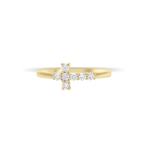 Diamond cross ring - 14K gold weighing 1.72 grams
- 7 round diamonds weighing 0.25 carats