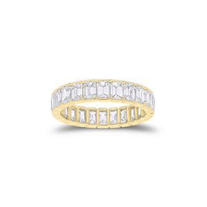 Bezel-set Emerald-cut diamond eternity ring - 18K gold weighing 1.97 grams
- 24 emerald-cut diamonds weighing 3.36 carats (GIA-graded F-color or better, VS2 clarity or higher)