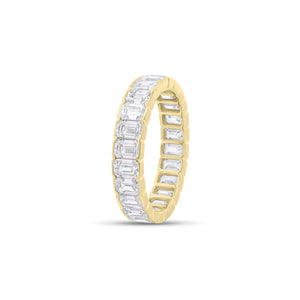 Bezel-set Emerald-cut diamond eternity ring - 18K gold weighing 1.97 grams
- 24 emerald-cut diamonds weighing 3.36 carats (GIA-graded F-color or better, VS2 clarity or higher)