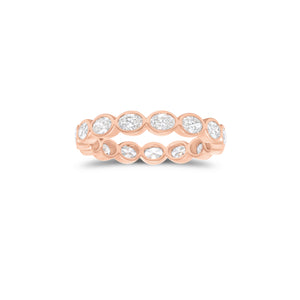 Bezel-set oval diamond eternity ring - 14K gold weighing 1.97 grams
- 15 oval-shaped diamonds weighing 1.20 carats