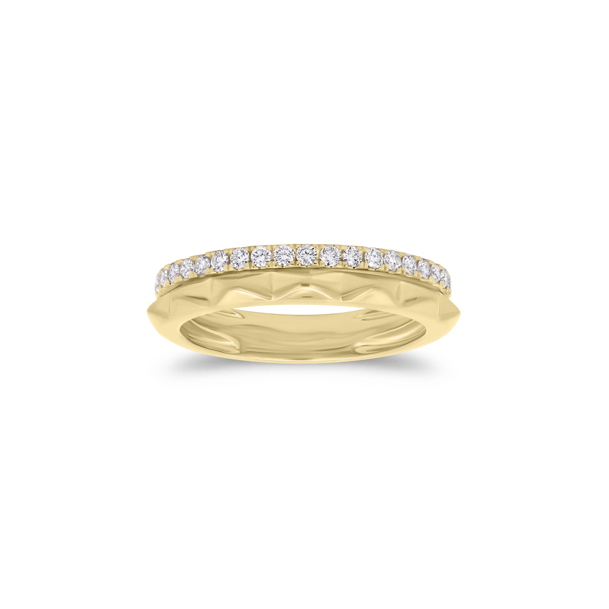 Diamond & gold zig-zag double ring - 14K gold weighing 3.90 grams
- Round diamonds weighing 0.26 carats