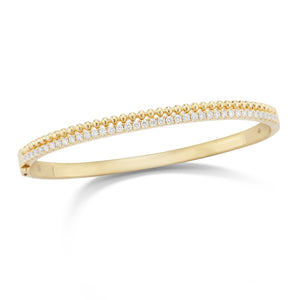 Diamond & Beaded Gold Bangle Bracelet