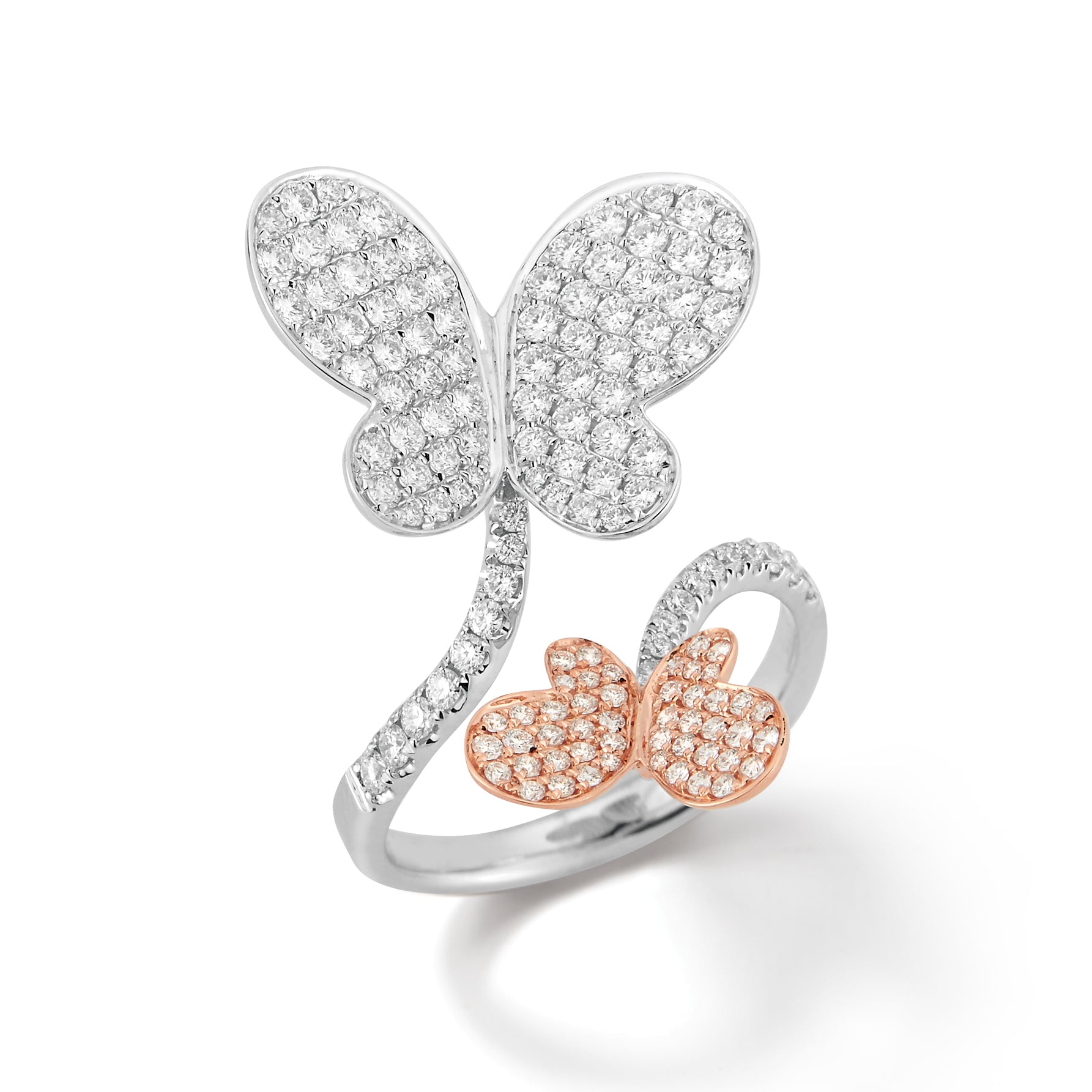 Two-tone Diamond Butterfly Ring - Nuha Jewelers