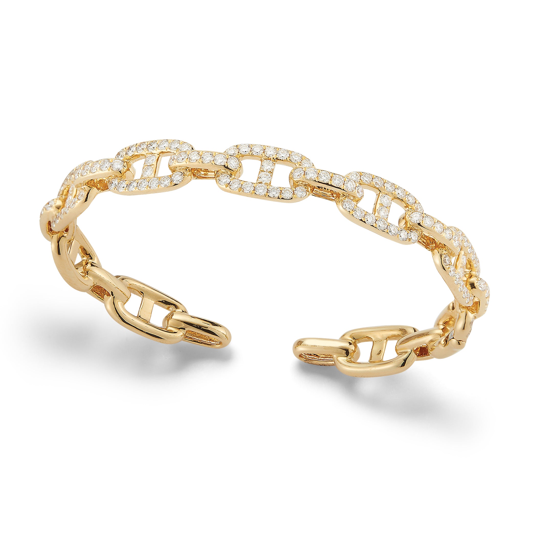 Yellow Gold Wide Diamond Cuff Bracelet