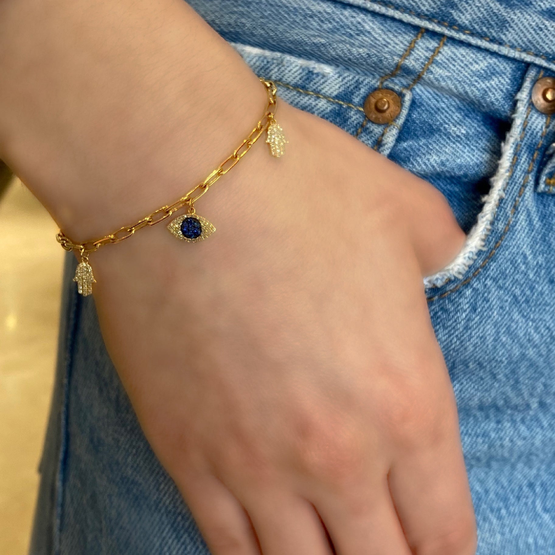 14K Diamond Wishbone Charm Bracelet – FERKOS FJ