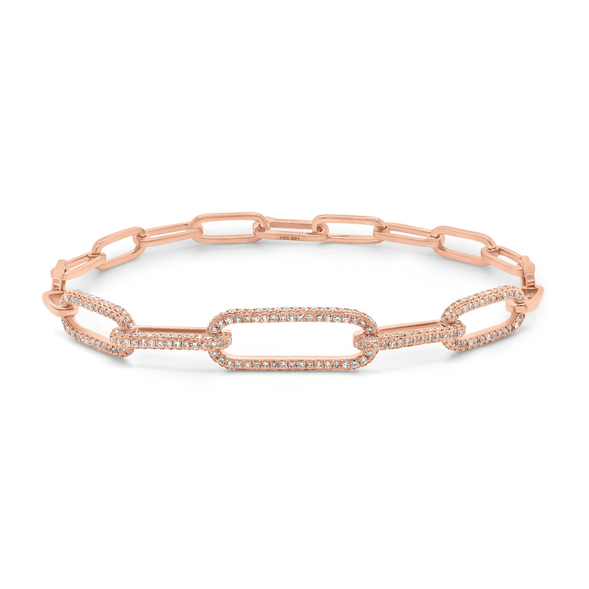 14K Gold Diamond Paperclip Chain Bracelet | White, Rose, or Yellow Gold ...