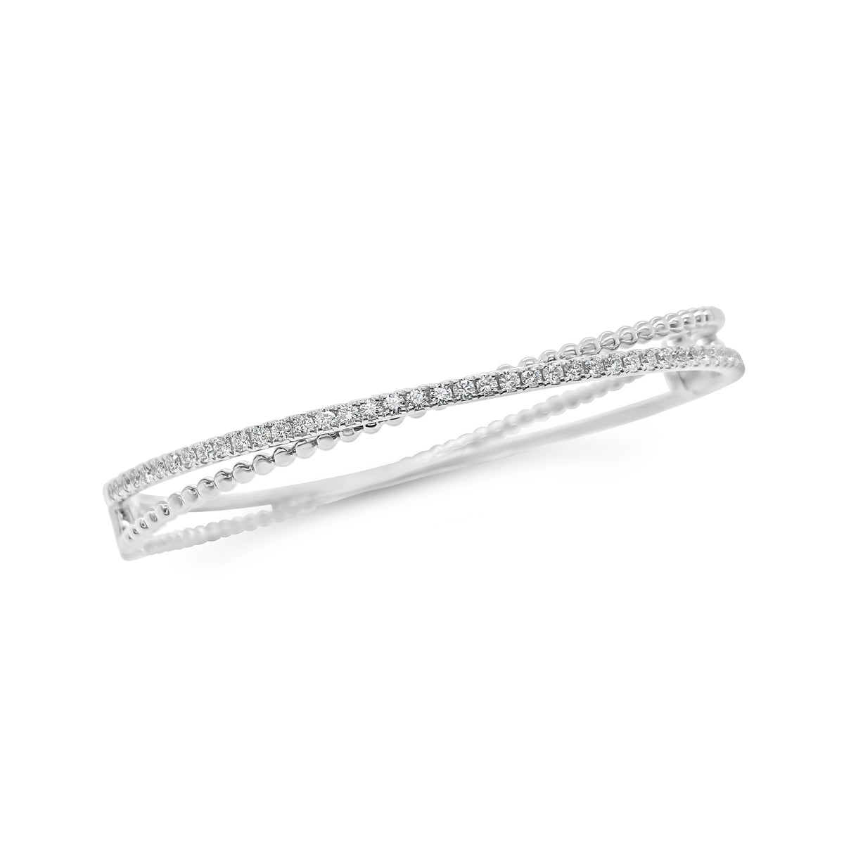 Diamond Two-Tone Crossover Bangle Bracelet - Nuha Jewelers