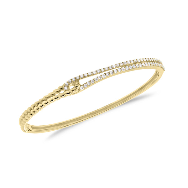 Large Diamond Linked Rope Bangle Bracelet Yellow Gold / 16 cm