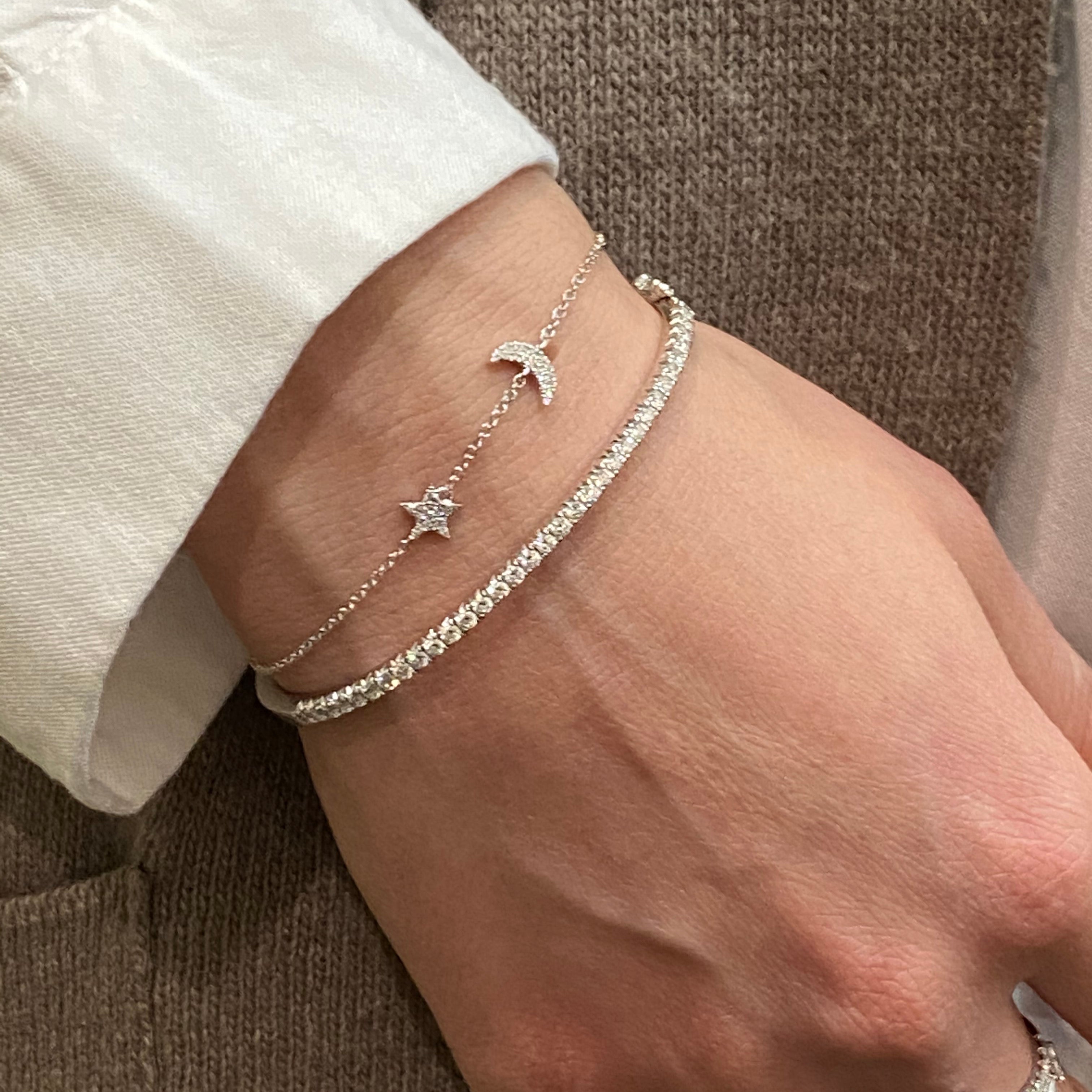 Amazon.com: Personalized Names Star Moon Bracelet for Women with 2-6  Simulated Birthstones Adjustable Mother's Daughter Link Bracelet for Girls  (2 stones): Clothing, Shoes & Jewelry
