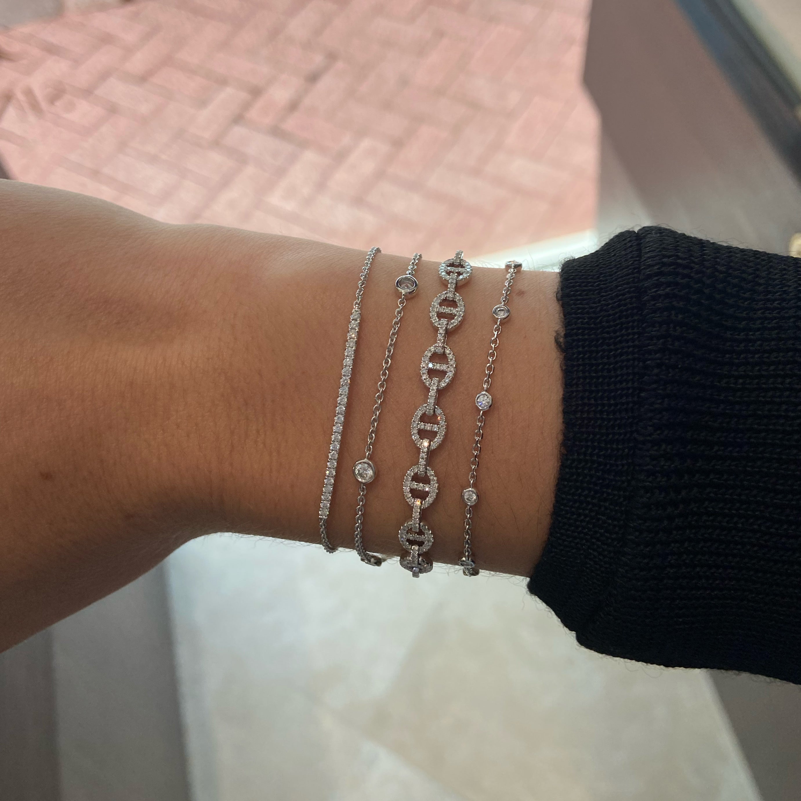 Diamond Tri-Link Cuff Bracelet - Nuha Jewelers