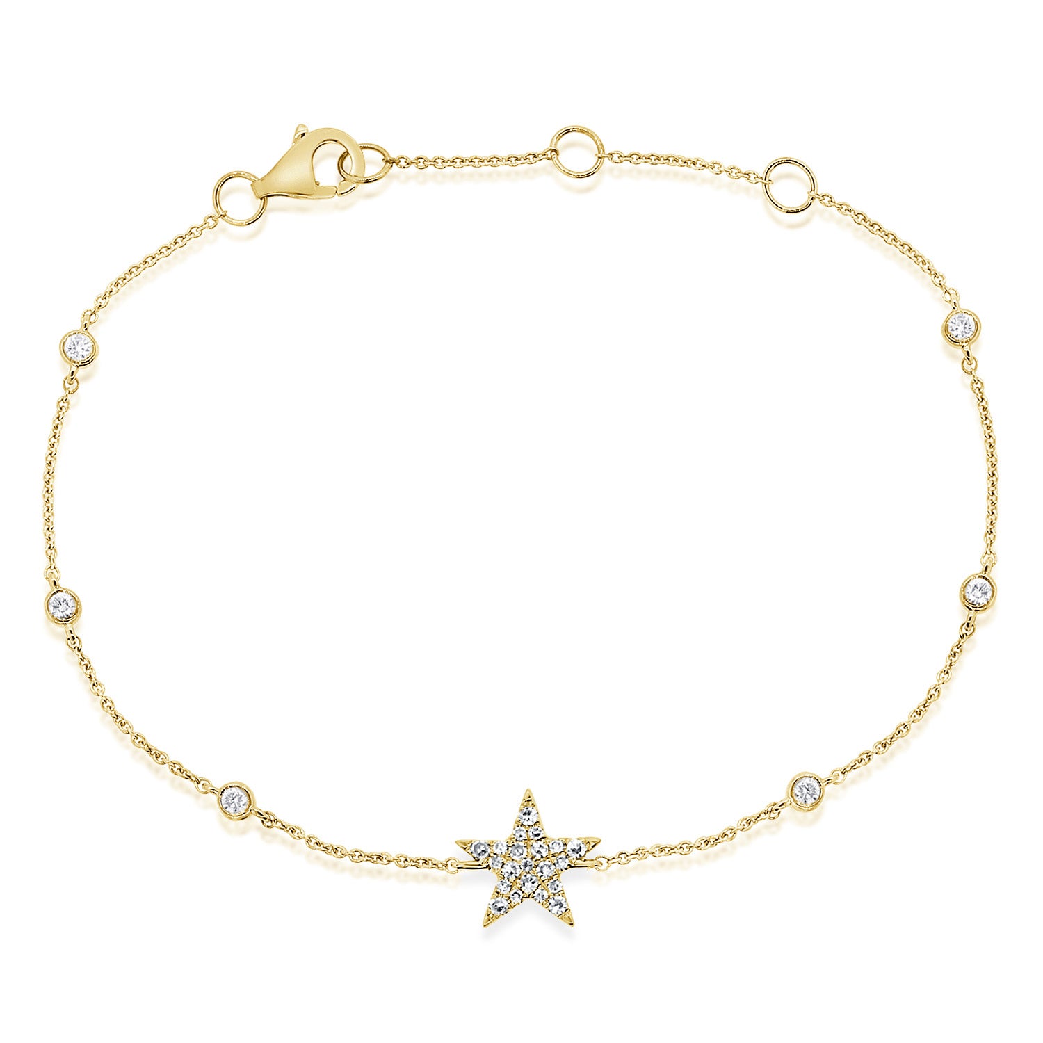 Diamond Stars Bangle Bracelet, 14K Yellow Gold | Diamond Stores Long Island