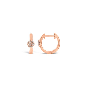 Gold Huggie Earrings with Diamond Centers - Nuha Jewelers