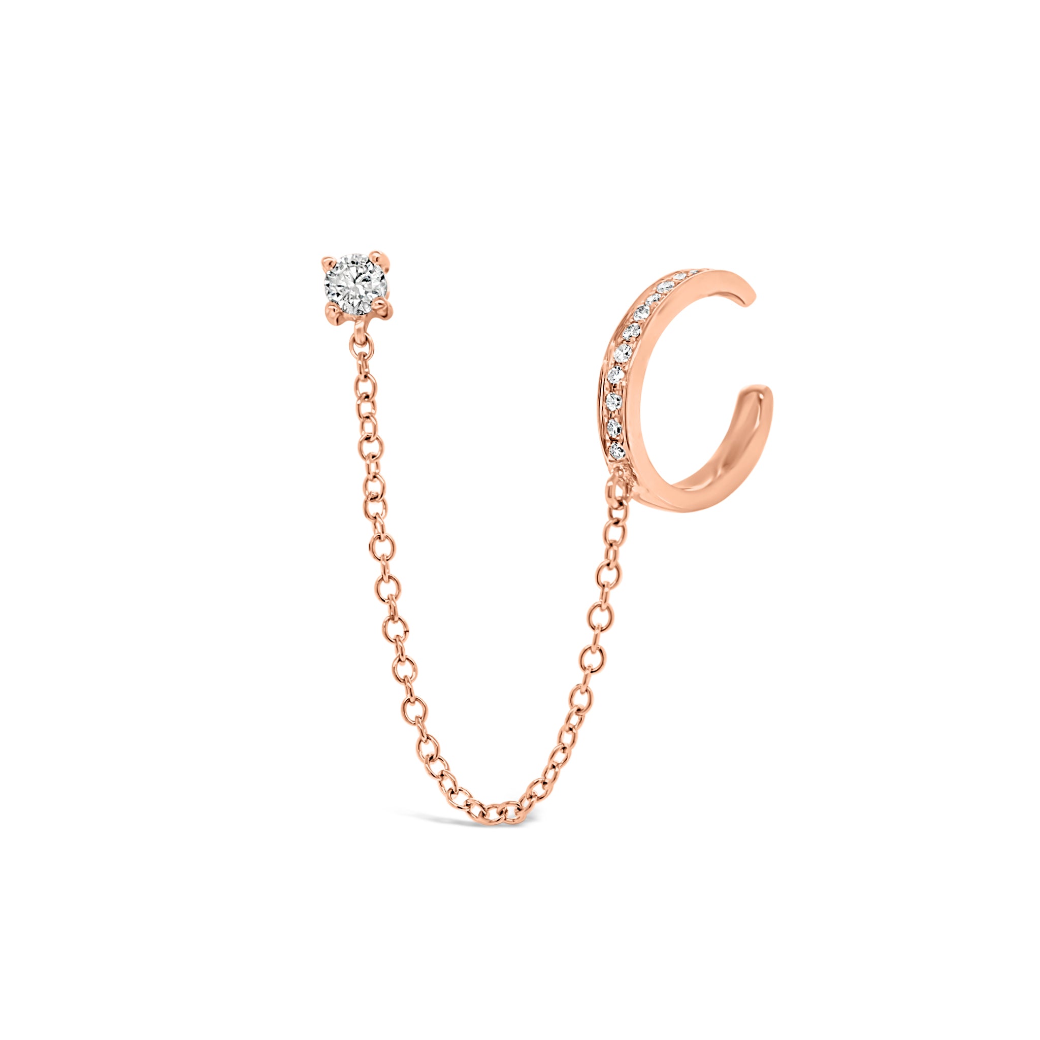 Tiny Diamond and Ear Cuff Chain Earring - STONE AND STRAND