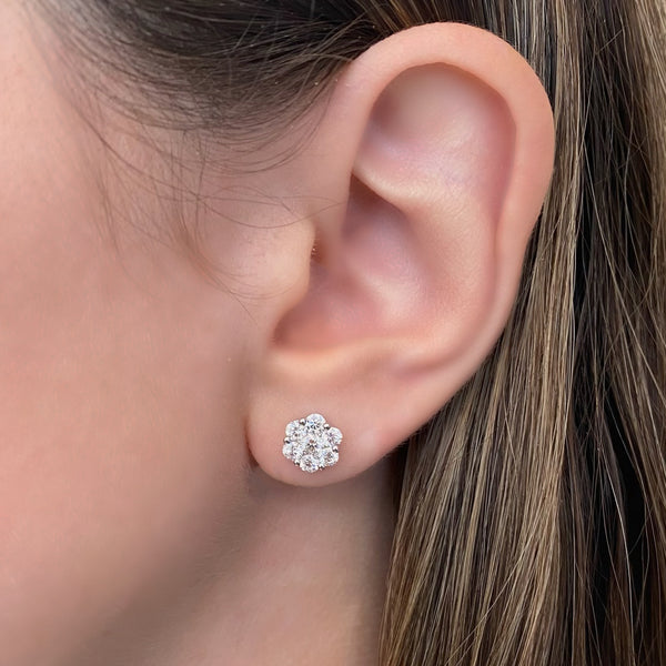 Diamond flower cluster earrings deals