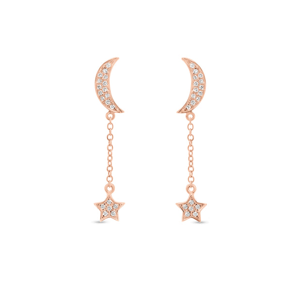 Rose gold moon and star earrings best sale