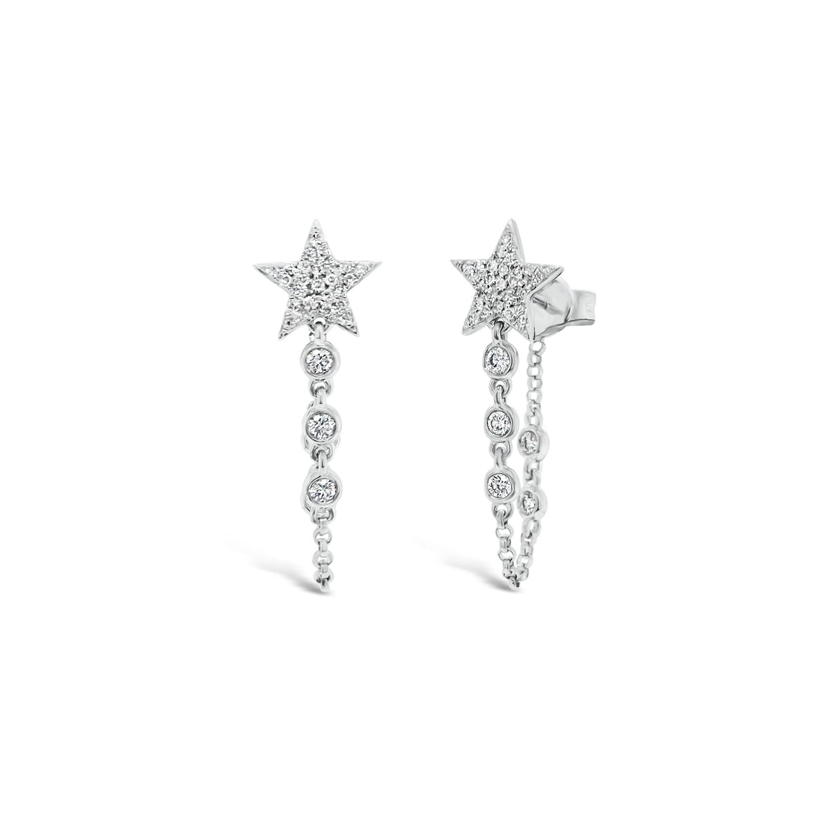 Diamond Star Chain Link Earrings - Nuha Jewelers